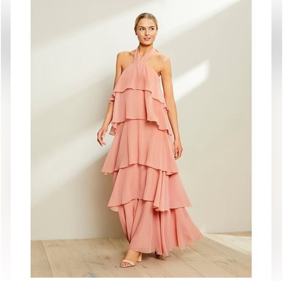 NWT  ANTONIO MELANI
Mariella Crinkled Chiffon
Halter Neck Sleeveless Maxi
Dress - Picture 4 of 12